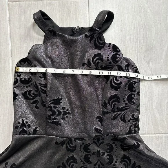 Fairygoth Silver And Black dress Velvet Design Fit and Flare Whimsigoth SZ XL - Picture 8 of 12